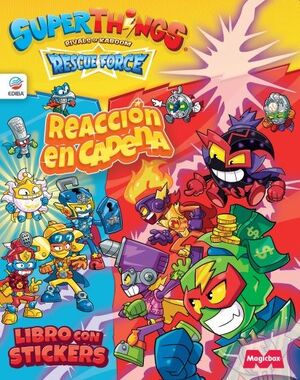 LIBRO DE STICKERS SUPERTHINGS RESCUE FORCE - ESPAÑA. REACCIÓN EN