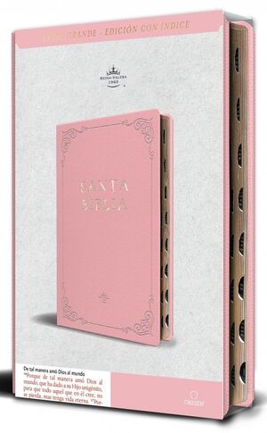 BIBLIA RVR 1960 SIMIL PIEL ROSADA TAMAÑO MANUAL NOMBRES DE DIOS